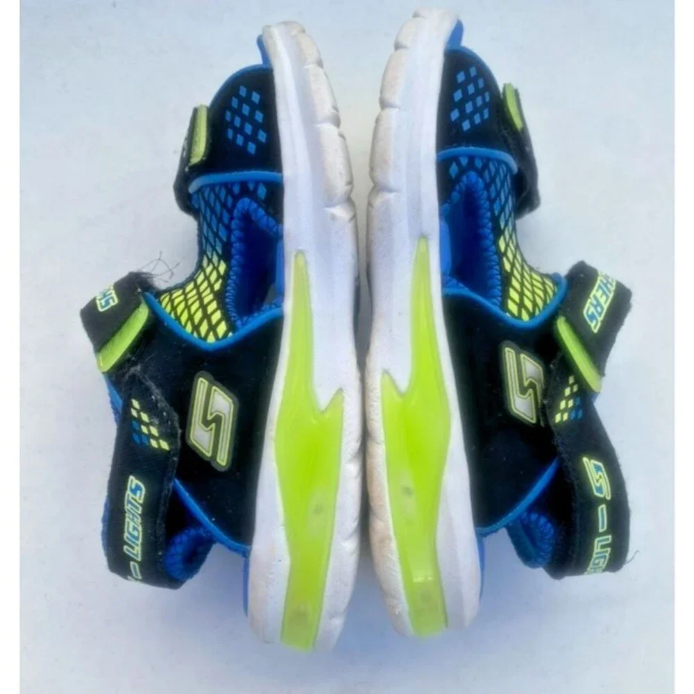 Skechers Mega Boys Sandals Size 3 Youth Light-up Multi Adjust Straps Water Shoes